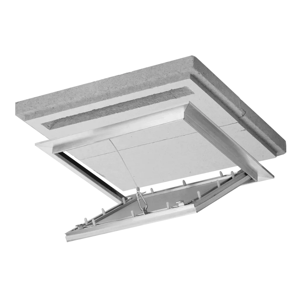 Revisionsklappe Brandschutzklappe Alustar EI30 aus Aluminium für abgehängte Decken, 200×200 bis 800×800 mm