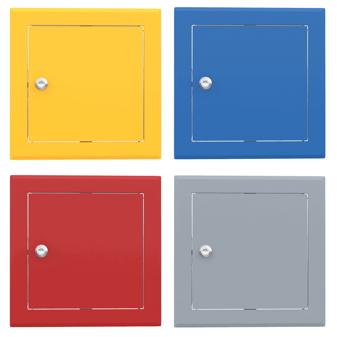 trappe-visite-metallique-coloree-tempo-softline-cle-cylindrique-01.png Revisionsklappe Tempo Softline farbig, Öffnung Zylinderschloss, in 14 RAL-Farben, 200×200 bis 800×800 mm